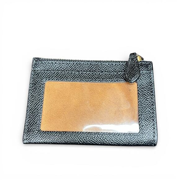 EUC Coach Mini Skinny ID Case Black Leather Keyring Wallet - Picture 2 of 9